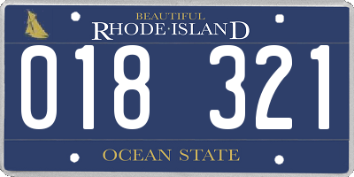 RI license plate 018321