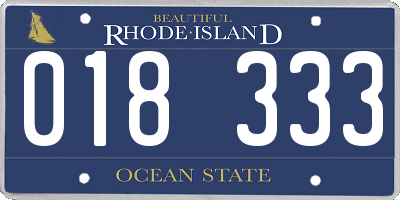 RI license plate 018333