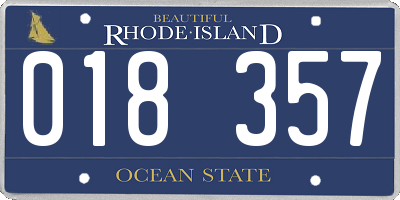 RI license plate 018357