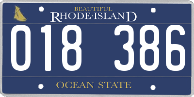 RI license plate 018386