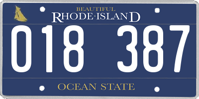 RI license plate 018387