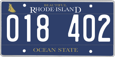 RI license plate 018402