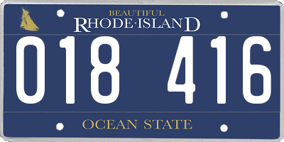 RI license plate 018416