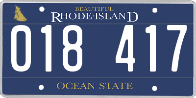 RI license plate 018417