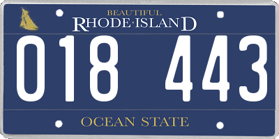 RI license plate 018443