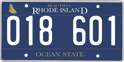 RI license plate 018601