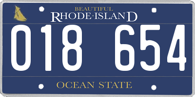 RI license plate 018654