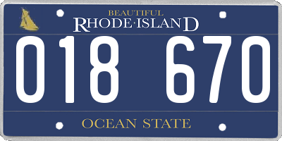 RI license plate 018670