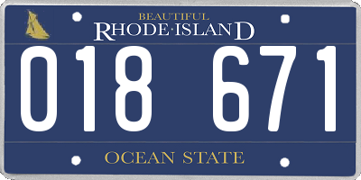 RI license plate 018671