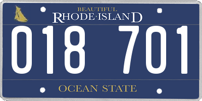 RI license plate 018701