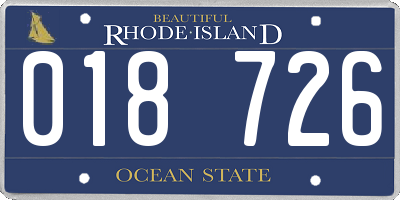 RI license plate 018726