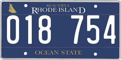 RI license plate 018754