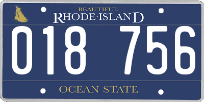 RI license plate 018756