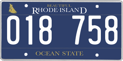 RI license plate 018758