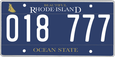 RI license plate 018777
