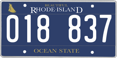 RI license plate 018837