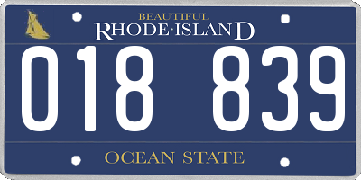 RI license plate 018839