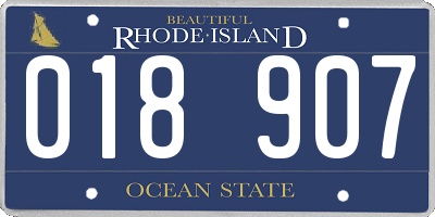 RI license plate 018907