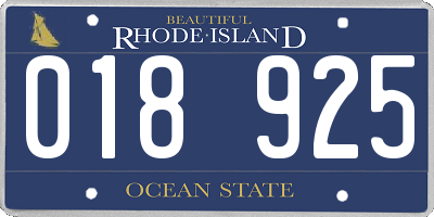 RI license plate 018925