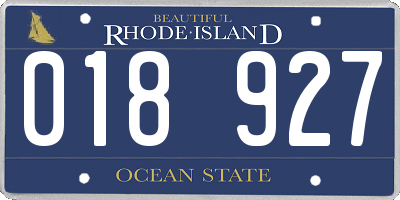 RI license plate 018927