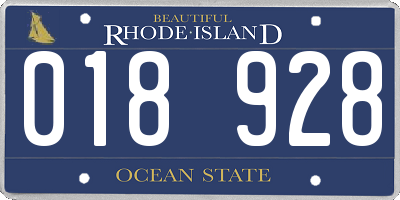 RI license plate 018928