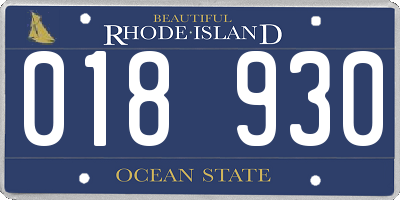 RI license plate 018930