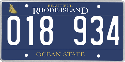 RI license plate 018934