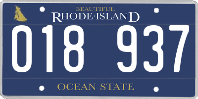 RI license plate 018937