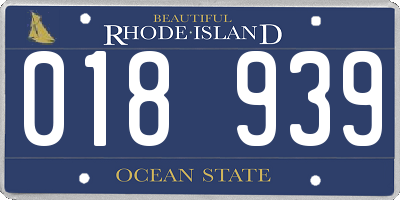 RI license plate 018939