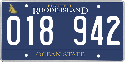 RI license plate 018942