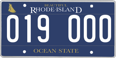 RI license plate 019000