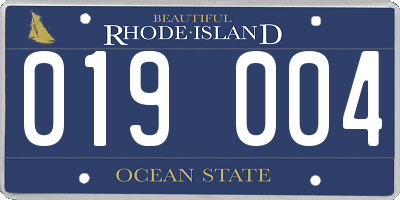 RI license plate 019004