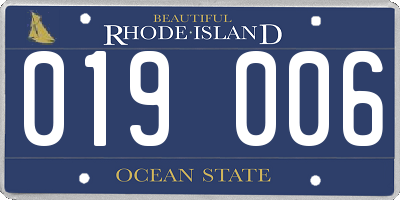 RI license plate 019006