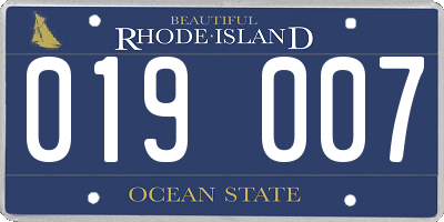 RI license plate 019007