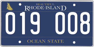 RI license plate 019008