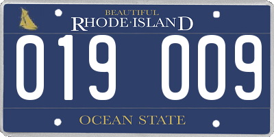 RI license plate 019009