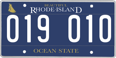 RI license plate 019010