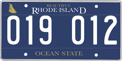 RI license plate 019012