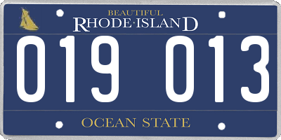 RI license plate 019013