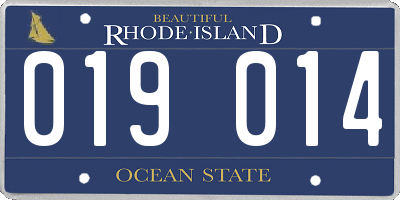 RI license plate 019014