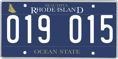 RI license plate 019015