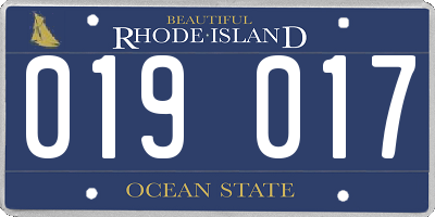 RI license plate 019017
