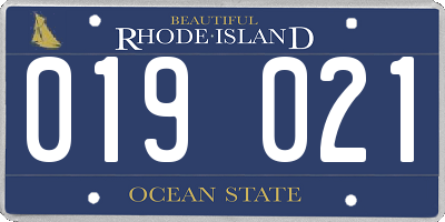 RI license plate 019021