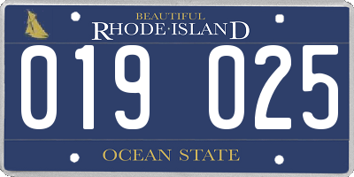 RI license plate 019025