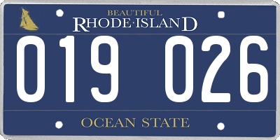 RI license plate 019026