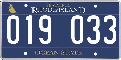 RI license plate 019033