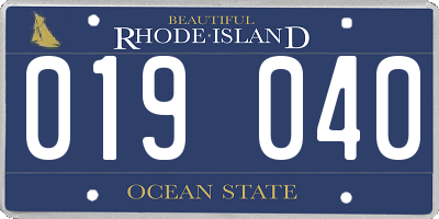 RI license plate 019040