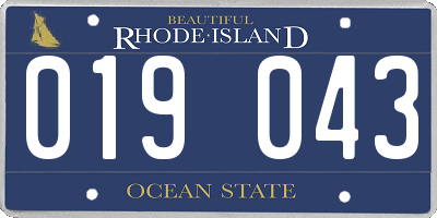 RI license plate 019043