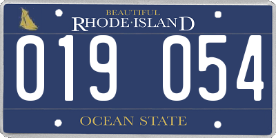 RI license plate 019054