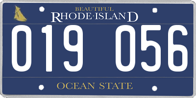 RI license plate 019056